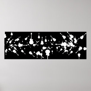 Poster rock guitare noir et blanc