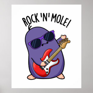 Poster Rock N Mole Funny Animal Pun