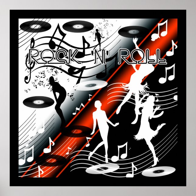 Poster Rock 'N' Roll Dance Music Red (Vorne)
