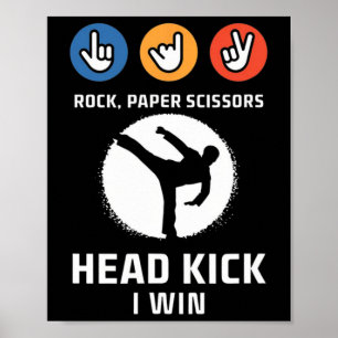 Poster Rock Paper Scissors Headick Win Funny Taekwondo K