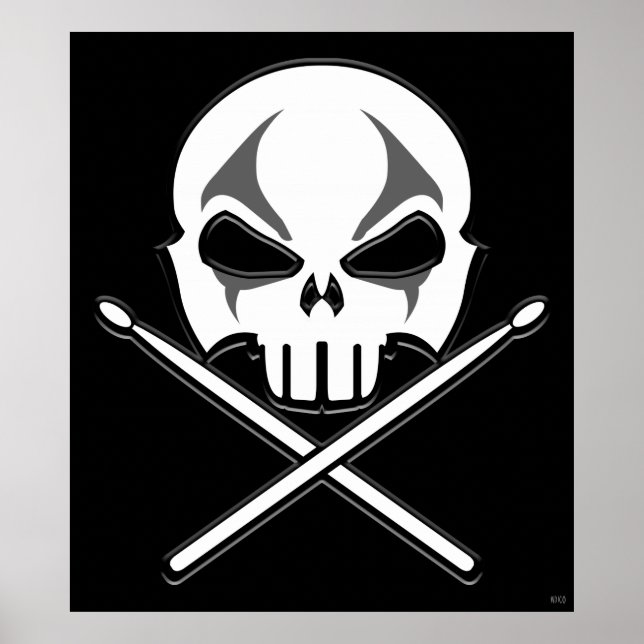 Poster Rock & Roll Poster Drummer en métal lourd P (Devant)