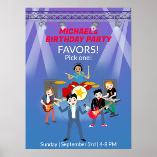 Poster Rock Star Boys Band Anniversaire