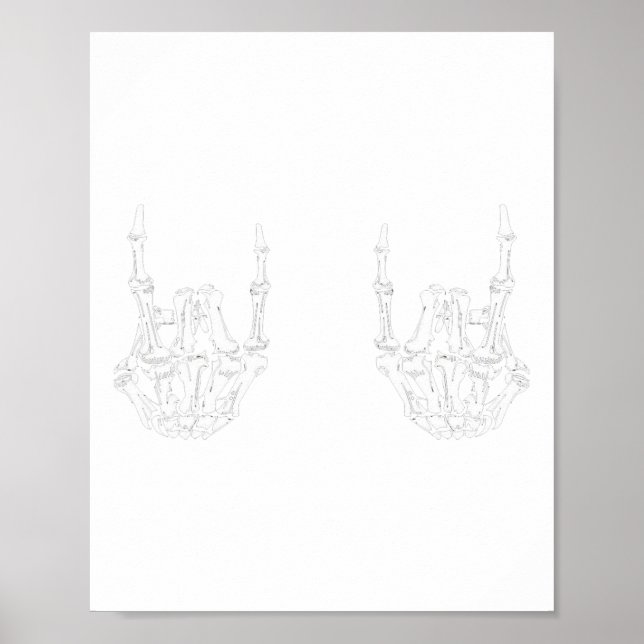 Poster Rock Star Rock Skeleton Hands Rockfun Hallow (Devant)
