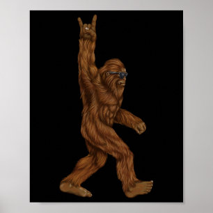 Poster Rock Sur Bigfoot Sasquatch Aime Rock Et Roll Sung