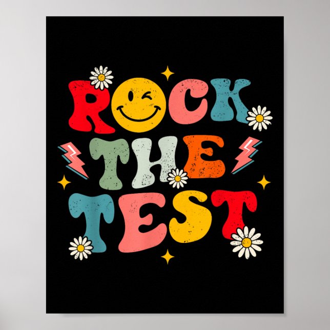 Poster Rock The Test Testing Day Retro Motivational Teach (Devant)
