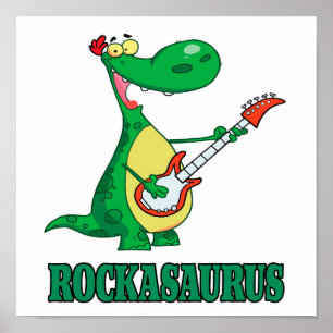 Poster rockasaurus rock n roll dinosaur dino