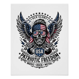 Poster Rocker du bandana patriotique Méta musique Old Glo