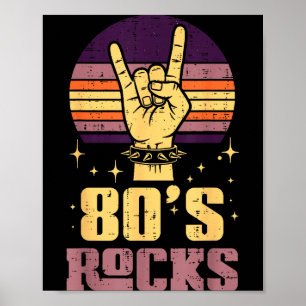 Poster Rocker Rock des Années 80 Main Musique Métal Punk