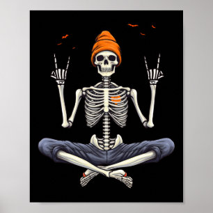 Poster Rocker Skeleton Casquette Skin Cool Halloween Punk