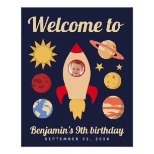 Poster Rocket dans l'espace Anniversaire Boy Photo Bienve