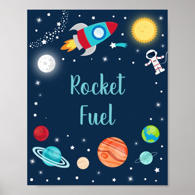 Poster Rocket Fuel Space Rocket Ship Planètes Anniversair (Devant)