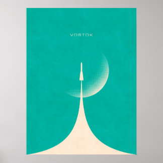 Poster Rocket Vostok - Moon Aqua