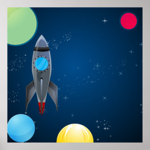 Poster Rockeuse spatiale Anniversaire/Photo de la fête