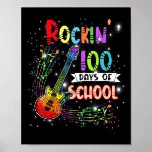 Poster Rockin' 100 Jours d'École Guitar Élève Musique Te