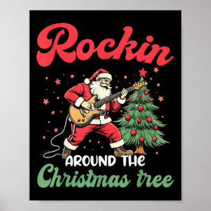 Poster Rockin autour de Noël Arbre Rock Musique Guitare X