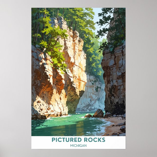 Poster Rocks, Michigan, Paysage magnifique (Devant)