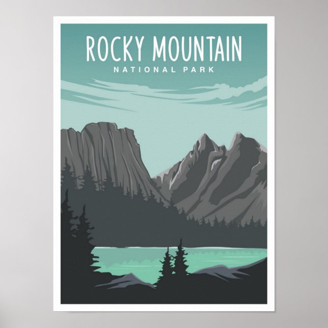 Poster Rocky Mountain National Park Travel Illustration (Devant)
