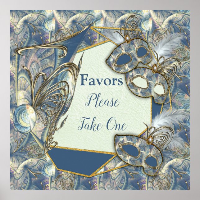 Poster Rococo Rich avec Gold Relief & Masques (Devant)