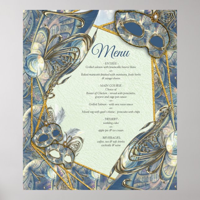 Poster Rococo Rich Motif design avec Masques (Devant)