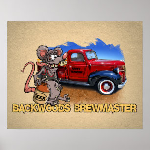 Poster Roddy Rat Fink Style Moonshine Brewmaster dessin