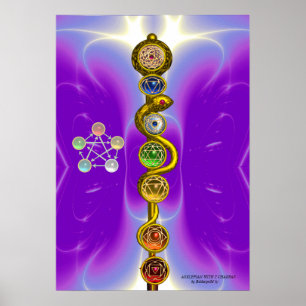 POSTER RODE D'ASCLEPIUS 7 CHAKRAS, YOGA, ÉNERGIE SPIRITUE