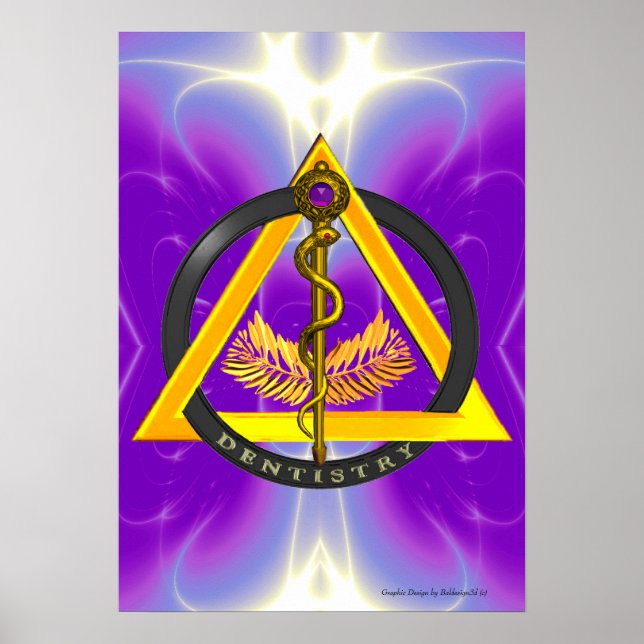 POSTER RODE DU SYMBOLE DE DENTISSE DENTISTE ASCLEPIUS (Devant)