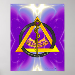 POSTER RODE DU SYMBOLE DE DENTISSE DENTISTE ASCLEPIUS