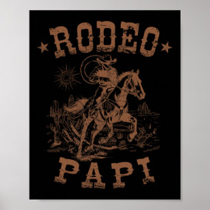 Poster Rodeo Papi Cowboy Occidental Famille Assortie Fête