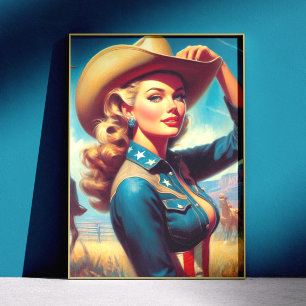 Poster Rodeo Pin-up Vintage