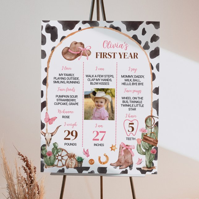 Poster Rodéo rose Cowgirl Première année Photo Jalon (Créateur téléchargé)