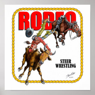 Poster Rodeo Steer Wrestler