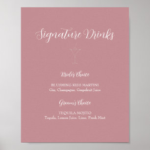 Poster ROE Signature rose et blanc Boissons Signal