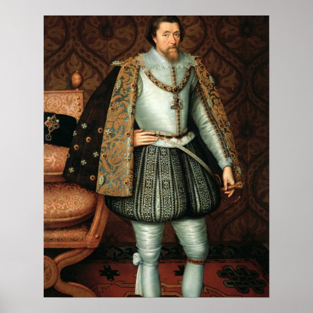 Poster Roi James Ier d'Angleterre (1566-1625) (huile sur  (Devant)