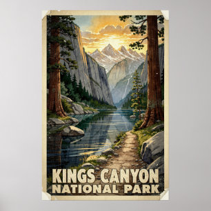 Poster Rois aquarelle Parc national de Kings Canyon Rétro
