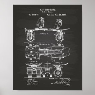 Poster Roller Skate 1879 Patent Art Chalkboard