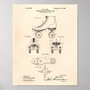Poster Roller Skate Shoe 1899 Brevet Art Vieux Poivre