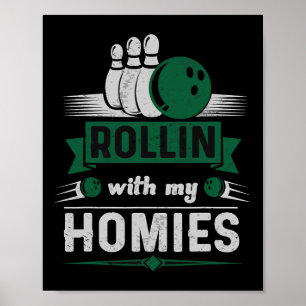Poster Rollin Avec Mes Hommes Retro Bowling 1