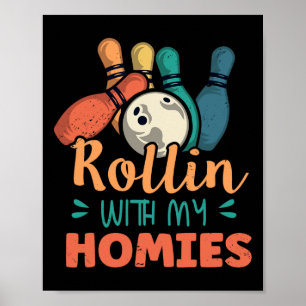 Poster Rollin Avec Mes Hommes Retro Bowling 2