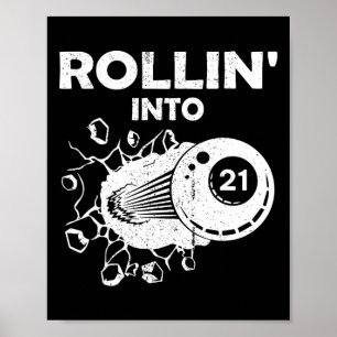 Poster Rollin En 21 Billiards 21E Billet D'Éclosion Anniv