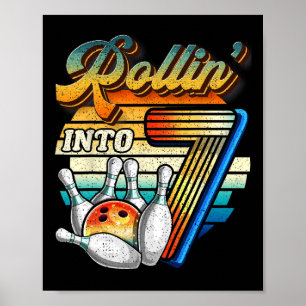 Poster Rollin Into 7 Bowling Anniversaire fête 7e Anniver