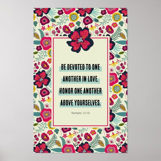 Poster Romains 12:10 Audacieux Floral Abstrait L'un l'aut (Devant)