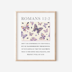 Poster Romains 12:2 Art religieux chrétien papillon