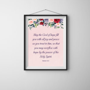 Poster Romains 15:13 Bible chrétienne Verse Art Floral