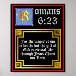 Poster Romains 6 23 Lettre d'or illuminée Citation de la 