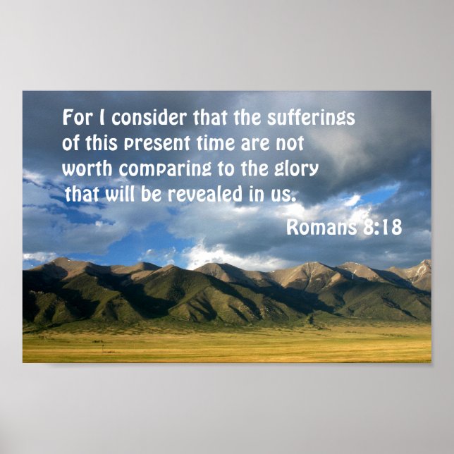 Poster Romains 8:18 Car je considère que les souffrances (Devant)