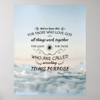 Poster Romains 8:28 verset biblique écritures cadeaux