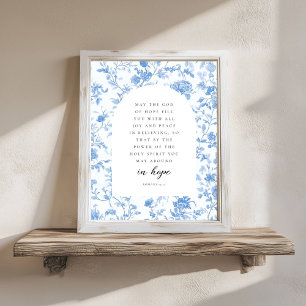 Poster Romans 15:13 Bleu Arch Toile de Jouy Verset Bibliq