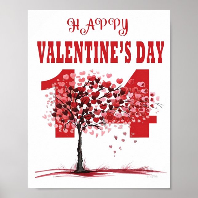 Poster Romantic Happy Valentine's Day Wall Art & Décor - (Devant)