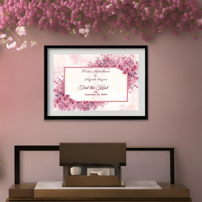 Poster Romantic rose cerisier Blossom Tied le noeud Poste (Créateur téléchargé)