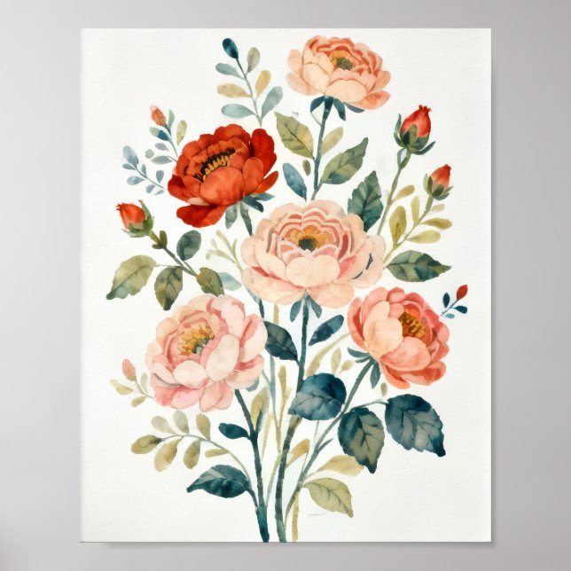 Poster Romantic Shabby Chic Floral Art (Devant)